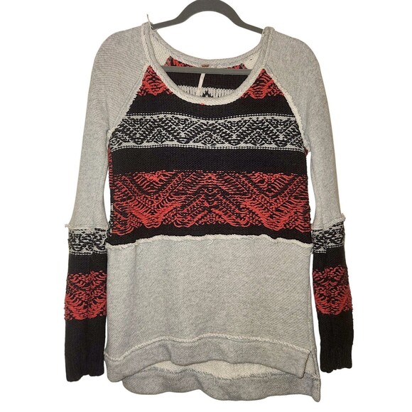FREE PEOPLE Chunky Crochet/Knit Boho Thrashed Grunge Navajo Sweater - Size XS - Picture 1 of 4